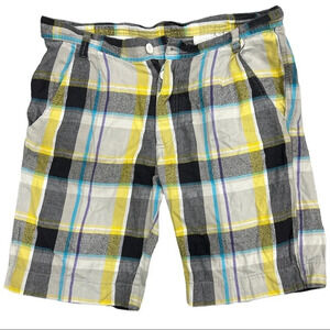 Asos Yellow Gray Plaid Flannel Shorts 32